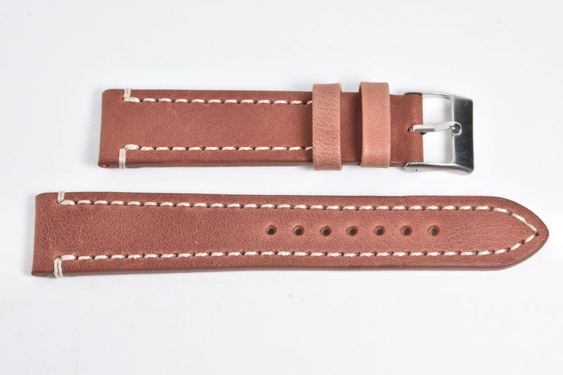 calf leather - double stitch - Light Brown Perpetual Watch Lover 