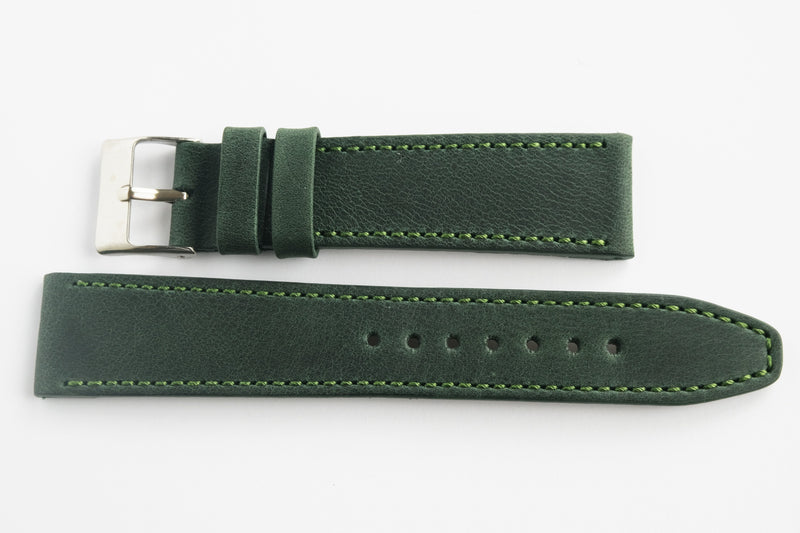 Calf Leather - stitched - olive green Perpetual Watch Lover 