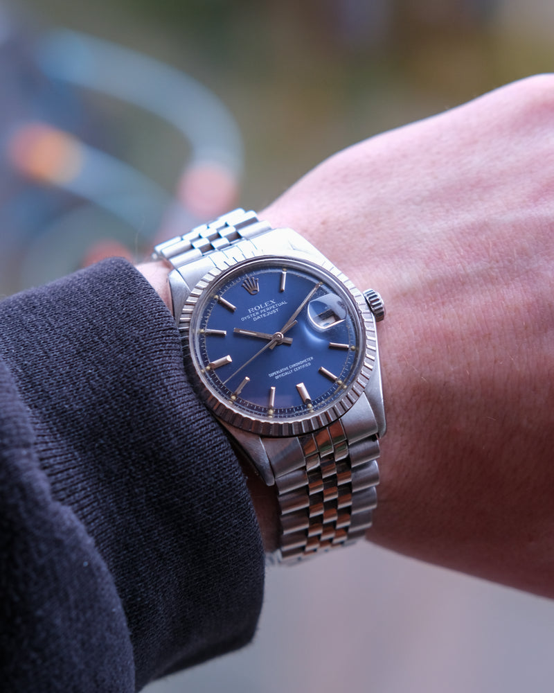 Rolex oyster perpetual datejust 1603 BLUE dial with rolex box