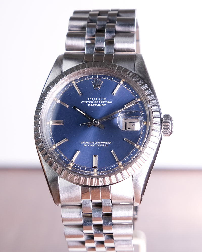 Rolex oyster perpetual datejust 1603 BLUE dial with rolex box