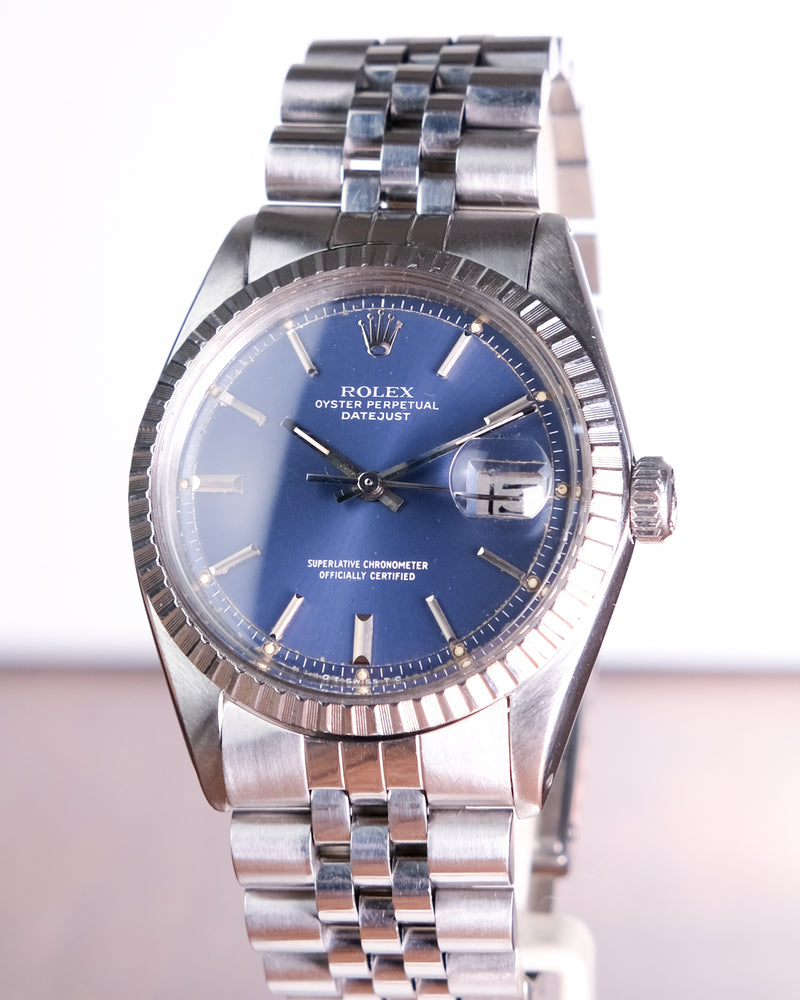 Rolex oyster perpetual datejust 1603 BLUE dial with rolex box