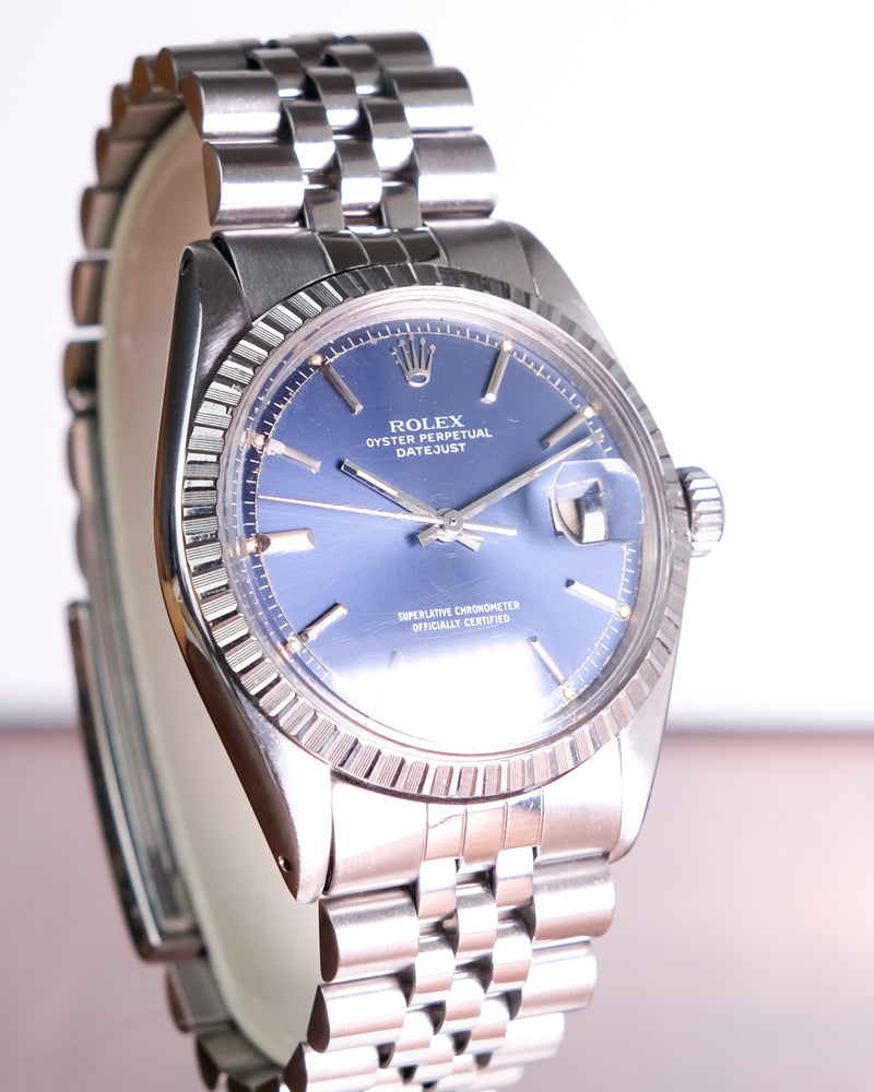 Rolex oyster perpetual datejust 1603 BLUE dial with rolex box