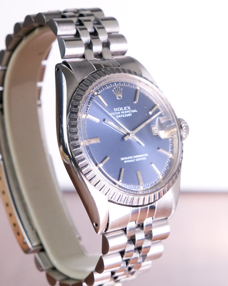 Rolex oyster perpetual datejust 1603 BLUE dial with rolex box