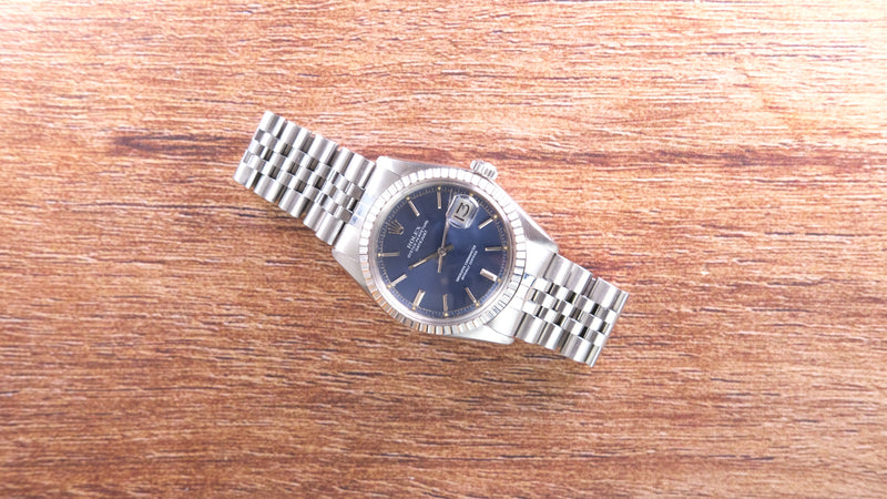 Rolex oyster perpetual datejust 1603 BLUE dial with rolex box