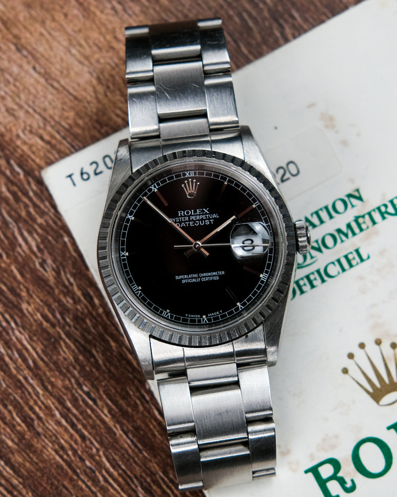 Rolex 16220 Datejust Black Dial with papers from 1996