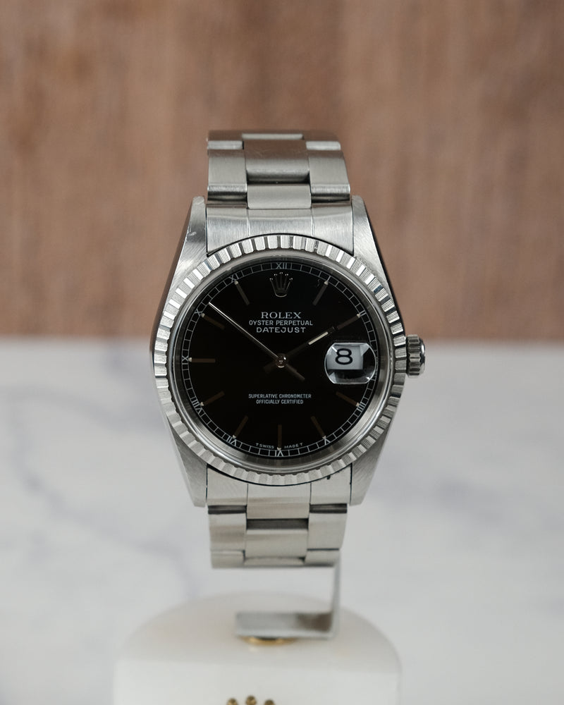 Rolex 16220 Datejust Black Dial with papers from 1996