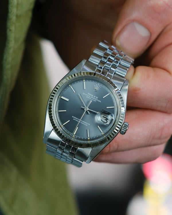 Rolex oyster perpetual datejust 1601 Dark grey, ghost lettering