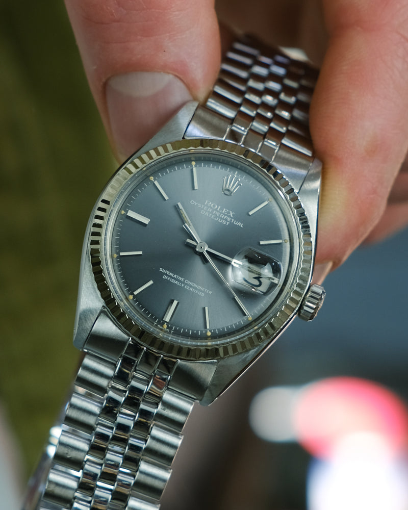 Rolex oyster perpetual datejust 1601 Dark grey, ghost lettering