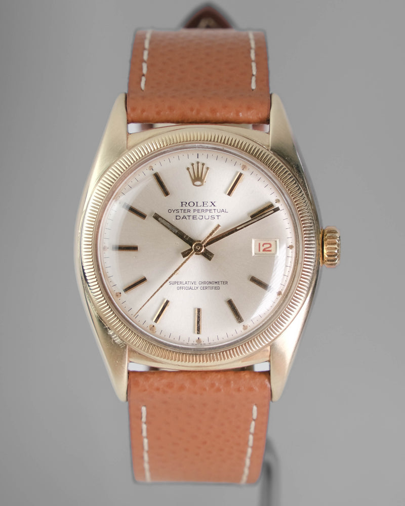 Rolex datejust ref 6105 semi bubbleback gold case