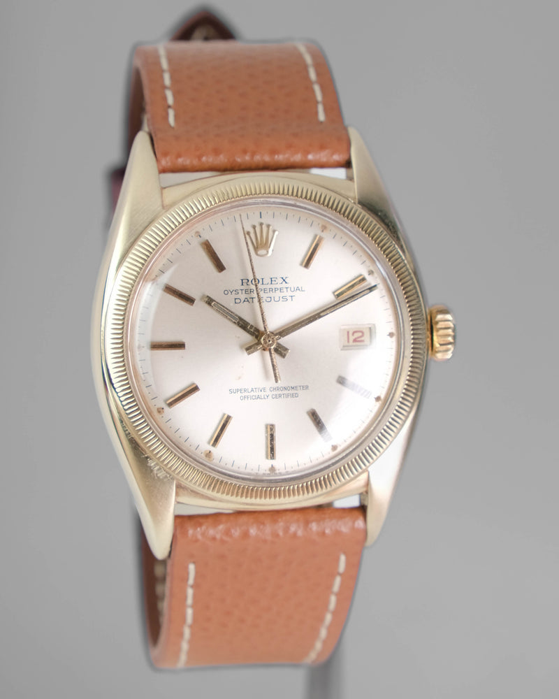 Rolex datejust ref 6105 semi bubbleback gold case