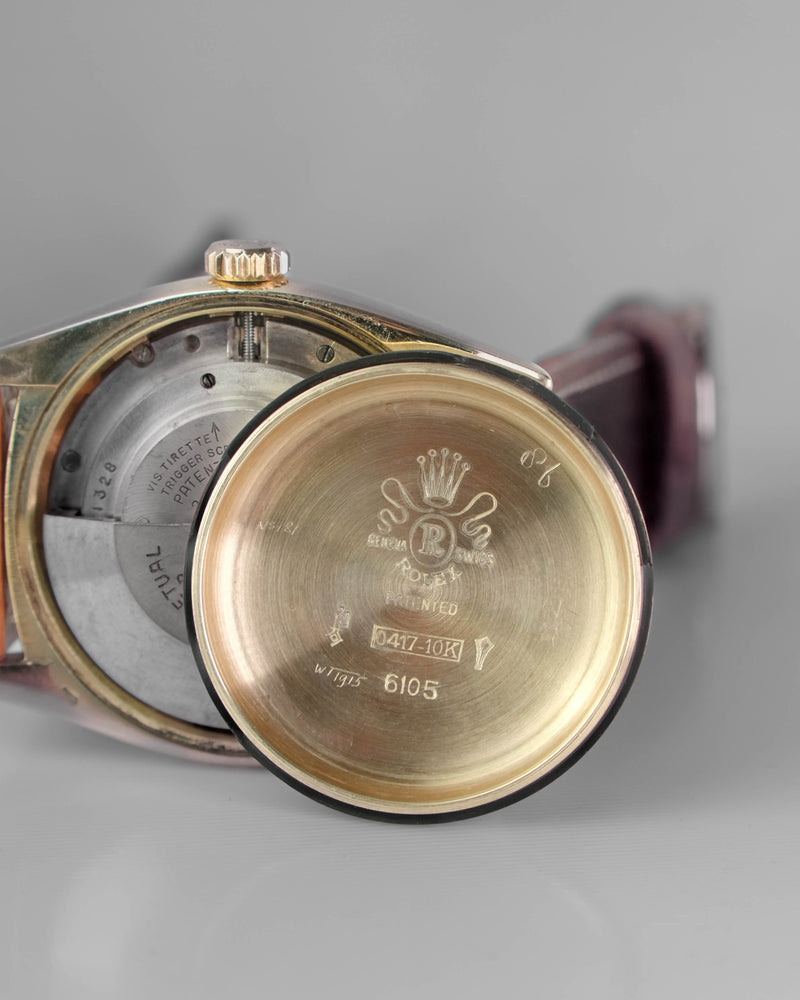 Rolex datejust ref 6105 semi bubbleback gold case