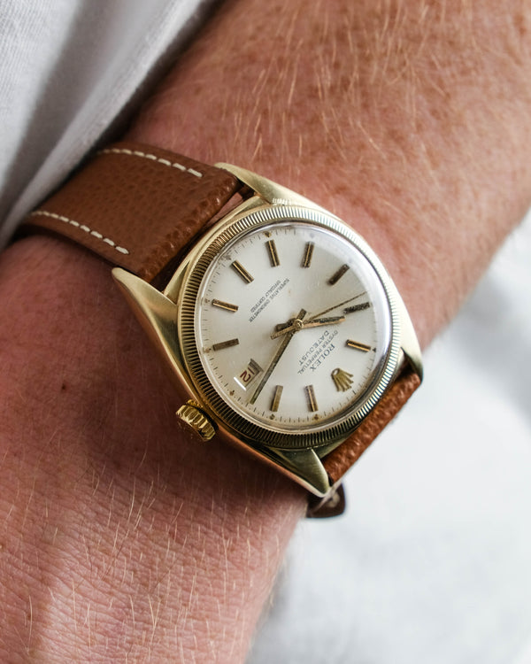 Rolex datejust ref 6105 semi bubbleback gold case