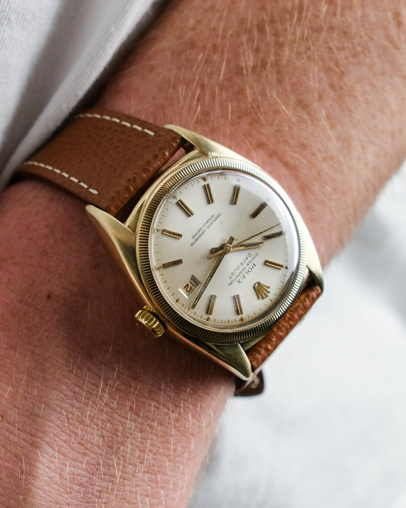 Rolex datejust ref 6105 semi bubbleback gold case