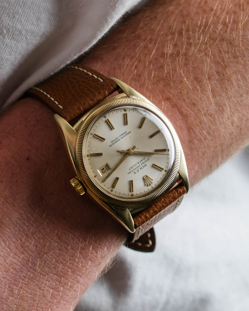 Rolex datejust ref 6105 semi bubbleback gold case