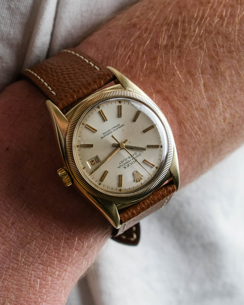 Rolex datejust ref 6105 semi bubbleback gold case
