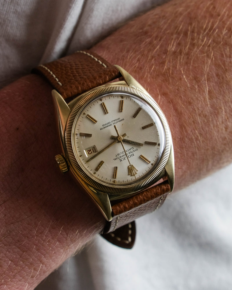 Rolex datejust ref 6105 semi bubbleback gold case