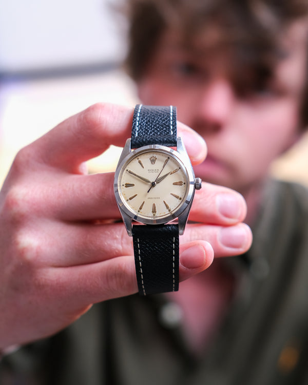Rolex 6424 A 36mm Handwound Jumbo Vintage watch Engine turned bezel