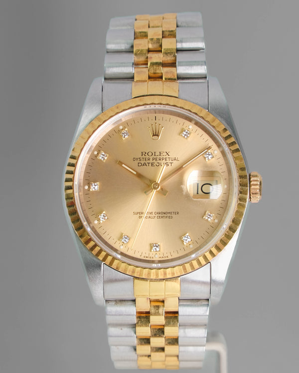 Rolex Datejust Two-tone reference 16233 Diamond set in perfect condition
