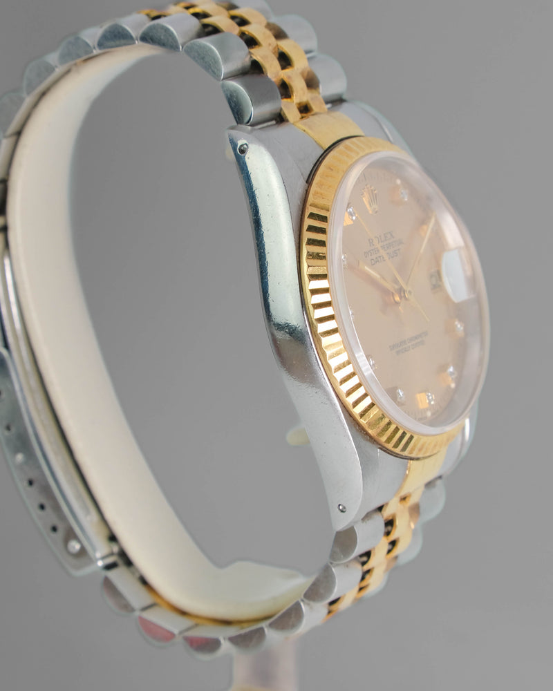 Rolex Datejust Two-tone reference 16233 Diamond set in perfect condition