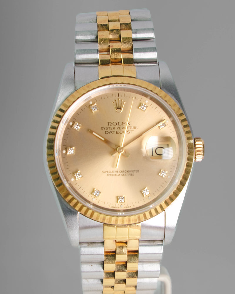 Rolex Datejust Two-tone reference 16233 Diamond set in perfect condition