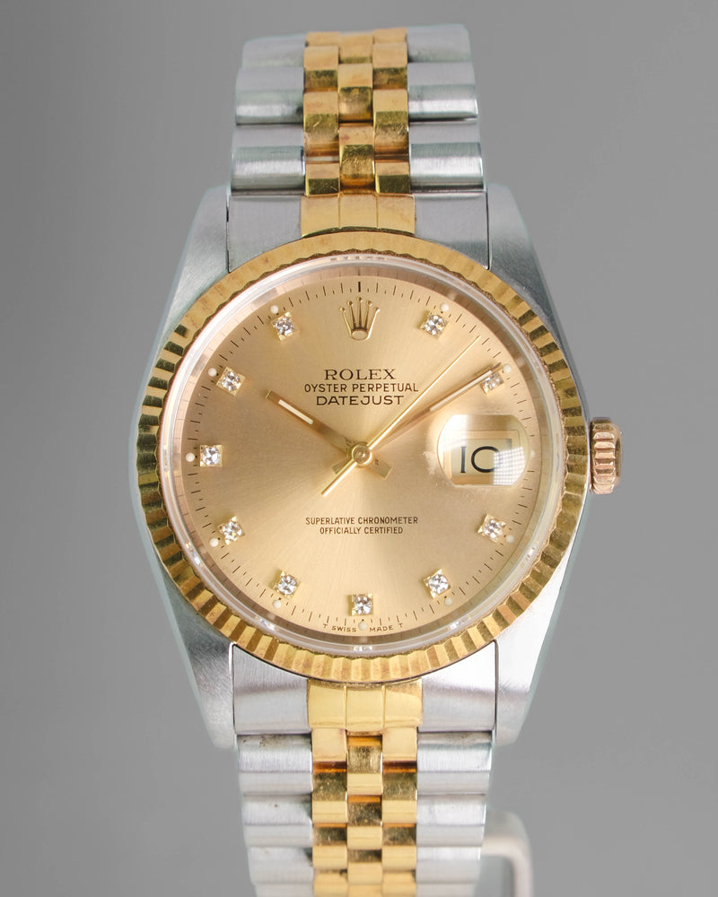 Rolex Datejust Two-tone reference 16233 Diamond set in perfect condition
