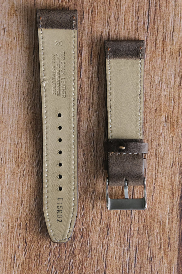 Calf Leather - stitched - Oak brown