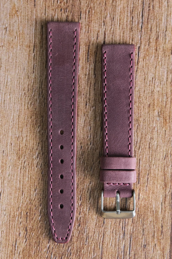 Calf leather - stitched - Wine Red