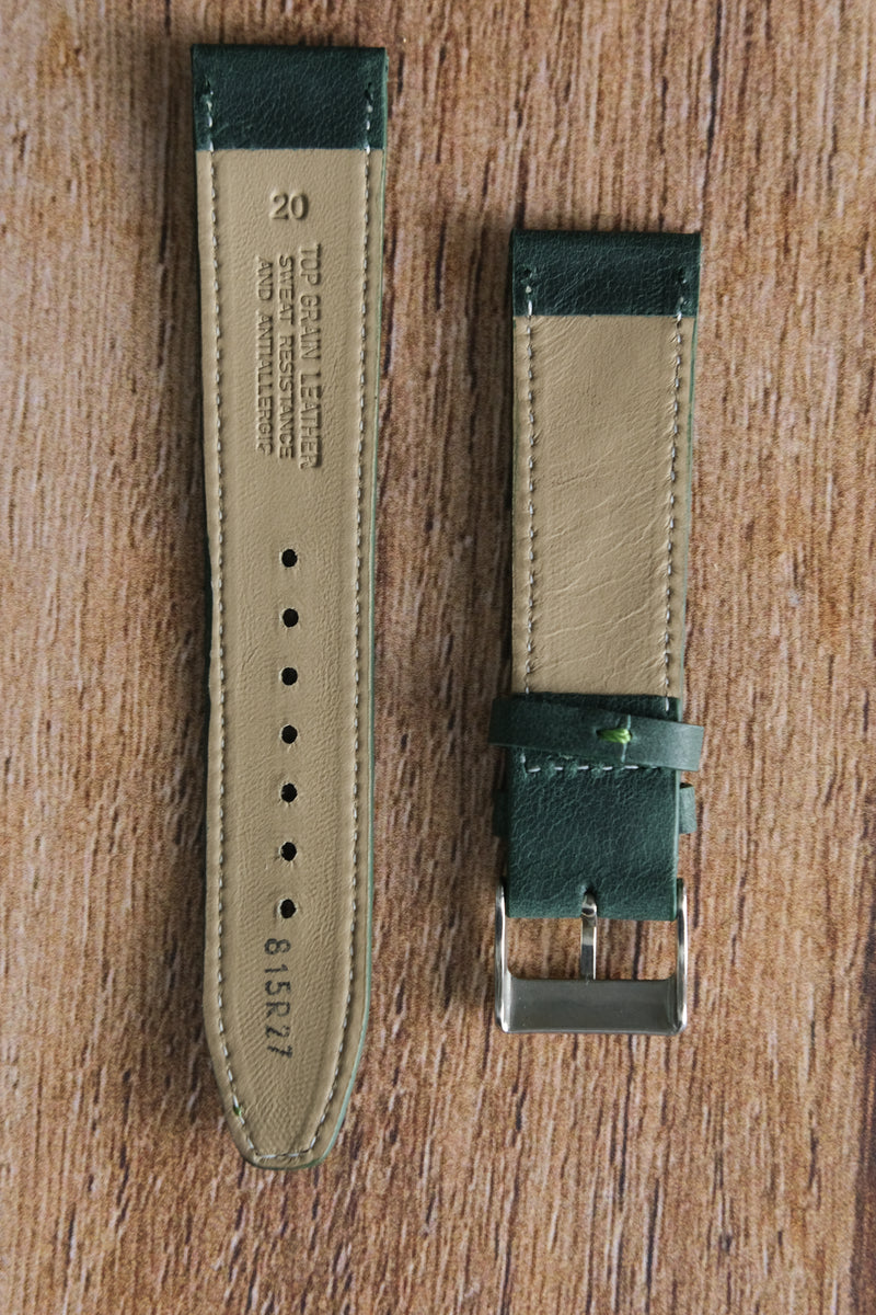 Calf Leather - stitched - olive green