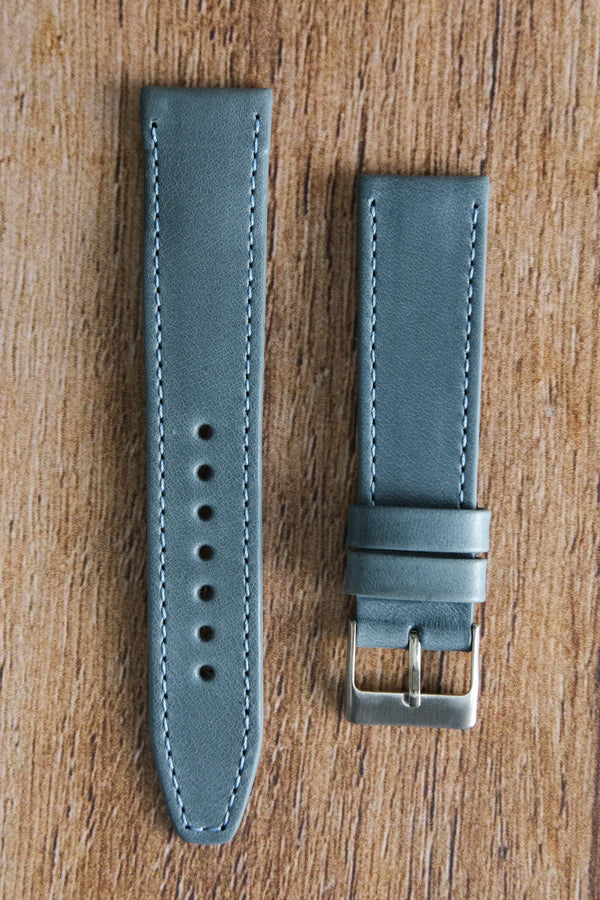 Calf leather - stitched - blue