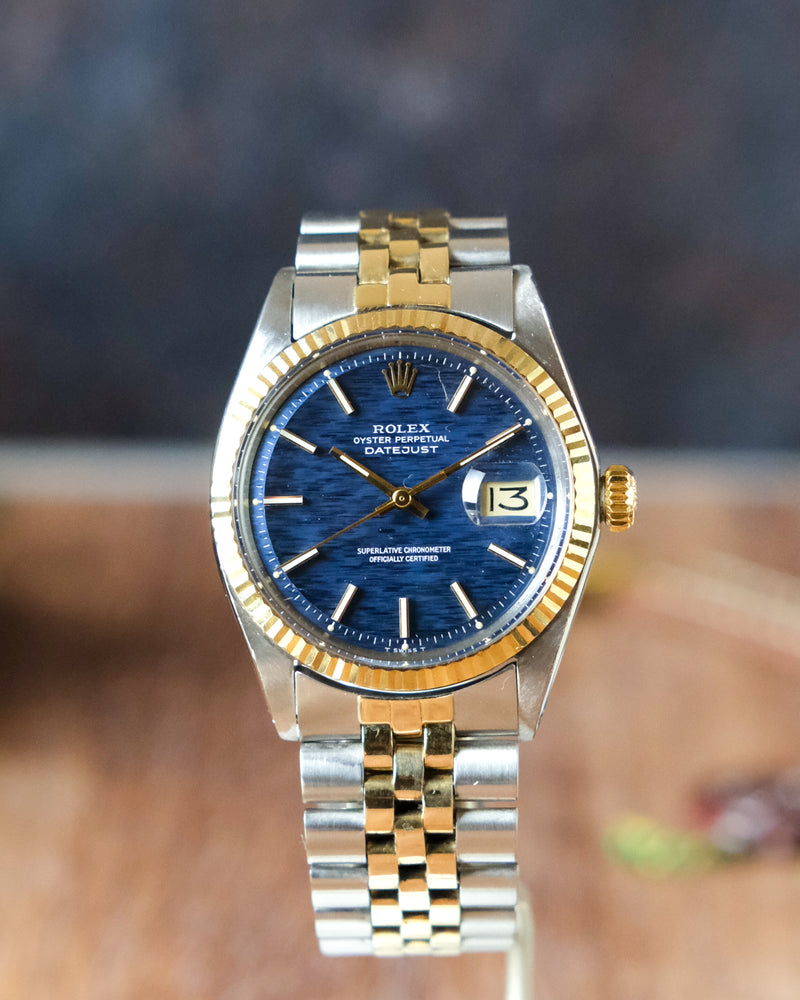 Rolex Datejust Reference 1601 2 tone Bleu Shantung Dial