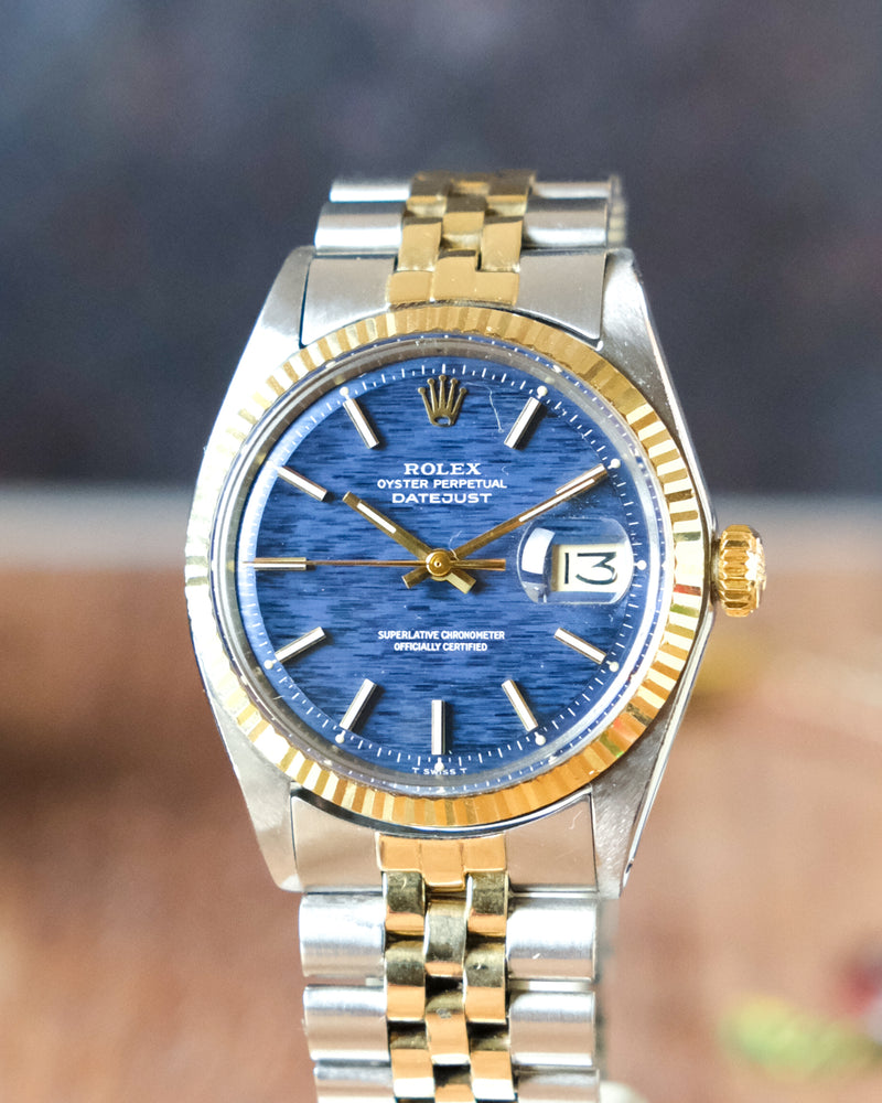 Rolex Datejust Reference 1601 2 tone Bleu Shantung Dial