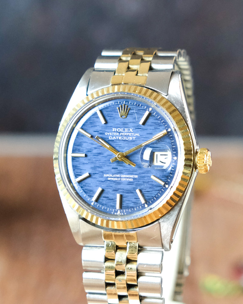 Rolex Datejust Reference 1601 2 tone Bleu Shantung Dial