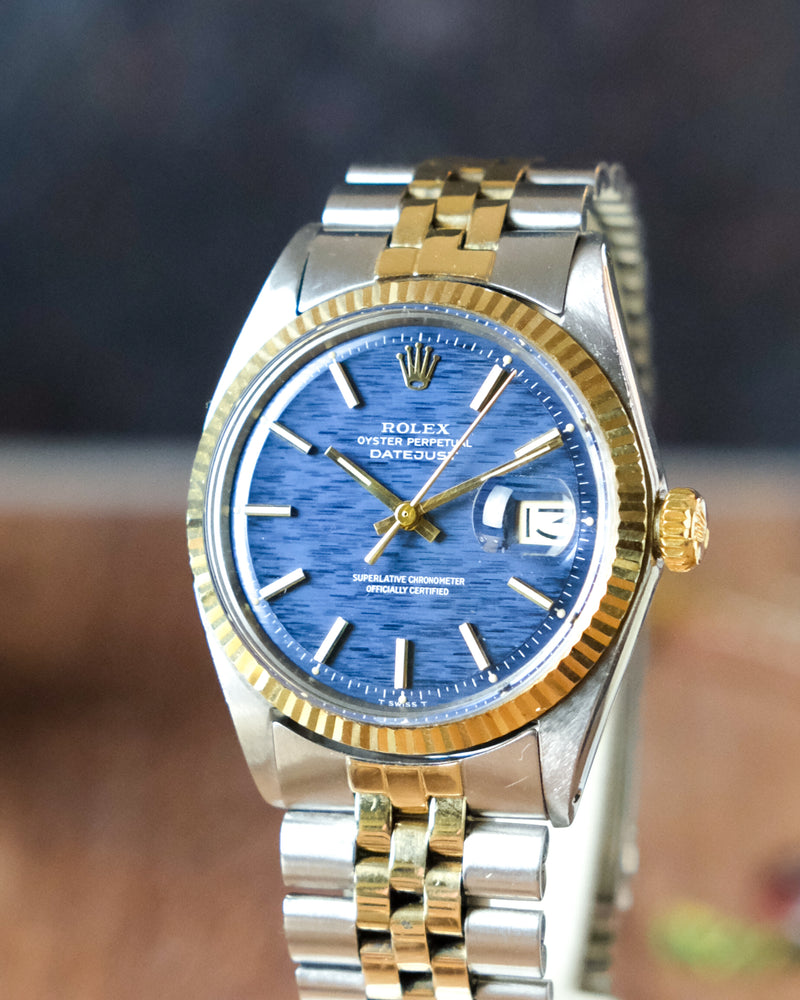 Rolex Datejust Reference 1601 2 tone Bleu Shantung Dial