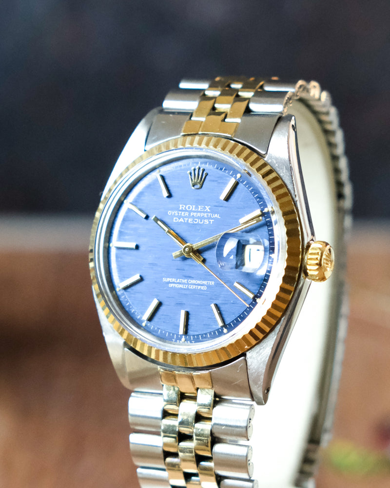 Rolex Datejust Reference 1601 2 tone Bleu Shantung Dial