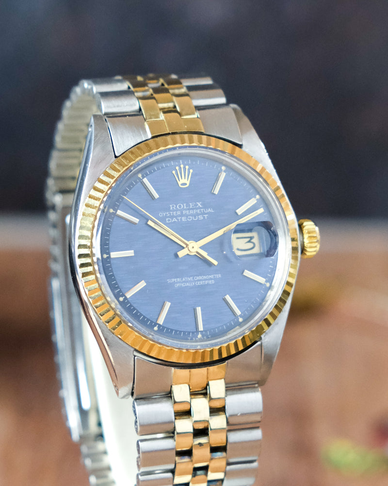 Rolex Datejust Reference 1601 2 tone Bleu Shantung Dial