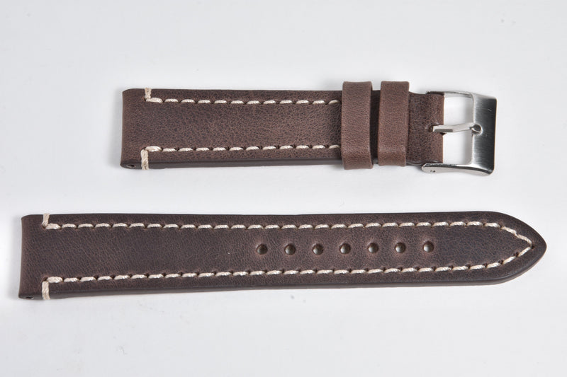 calf leather - double stitch - Dark brown Perpetual Watch Lover 