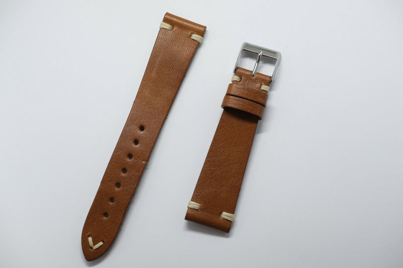 Cognac - smooth calf leather - minimal white stitch Perpetual Watch Lover 