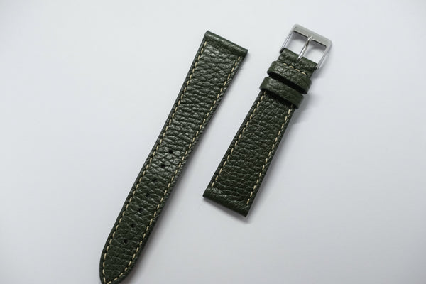Forest green - grained deer leather - white stitch Perpetual Watch Lover 